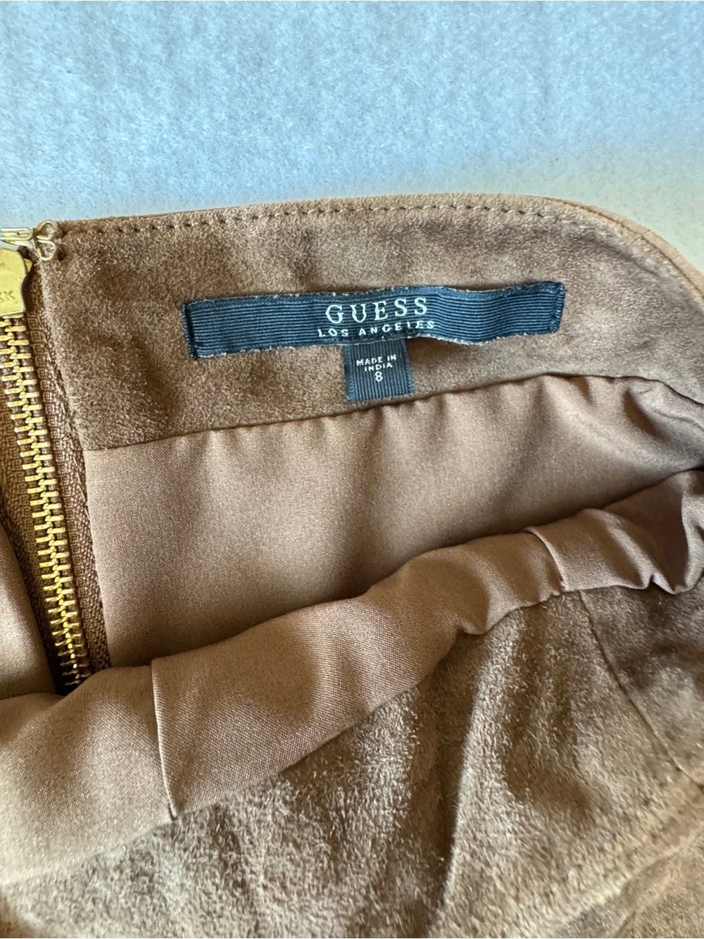 GUESS Brown Suede Mini Skirt with Front Slit